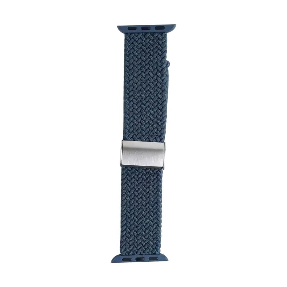 Anhem navy blue braided nylon stretch loop watch band with adjustable metal buckle for Apple Watch