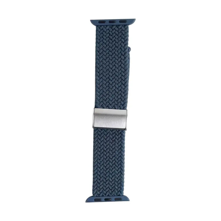 Anhem navy blue braided nylon stretch loop watch band with adjustable metal buckle for Apple Watch