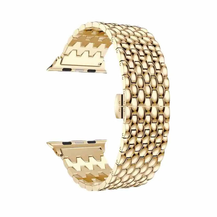 Anhem Opulent Steel Strap gold stainless steel link band for Apple Watch with a secure clasp design