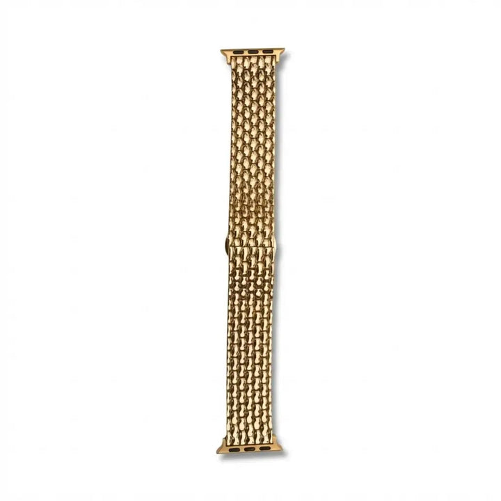 Anhem Opulent Steel Strap, a gold-toned stainless steel link band for Apple Watch with a textured, durable design.