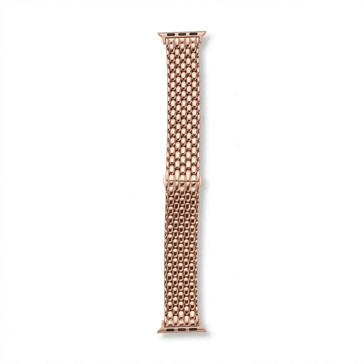 Anhem Opulent Steel Strap in rose gold, a durable stainless steel link band for Apple Watch with a textured design.