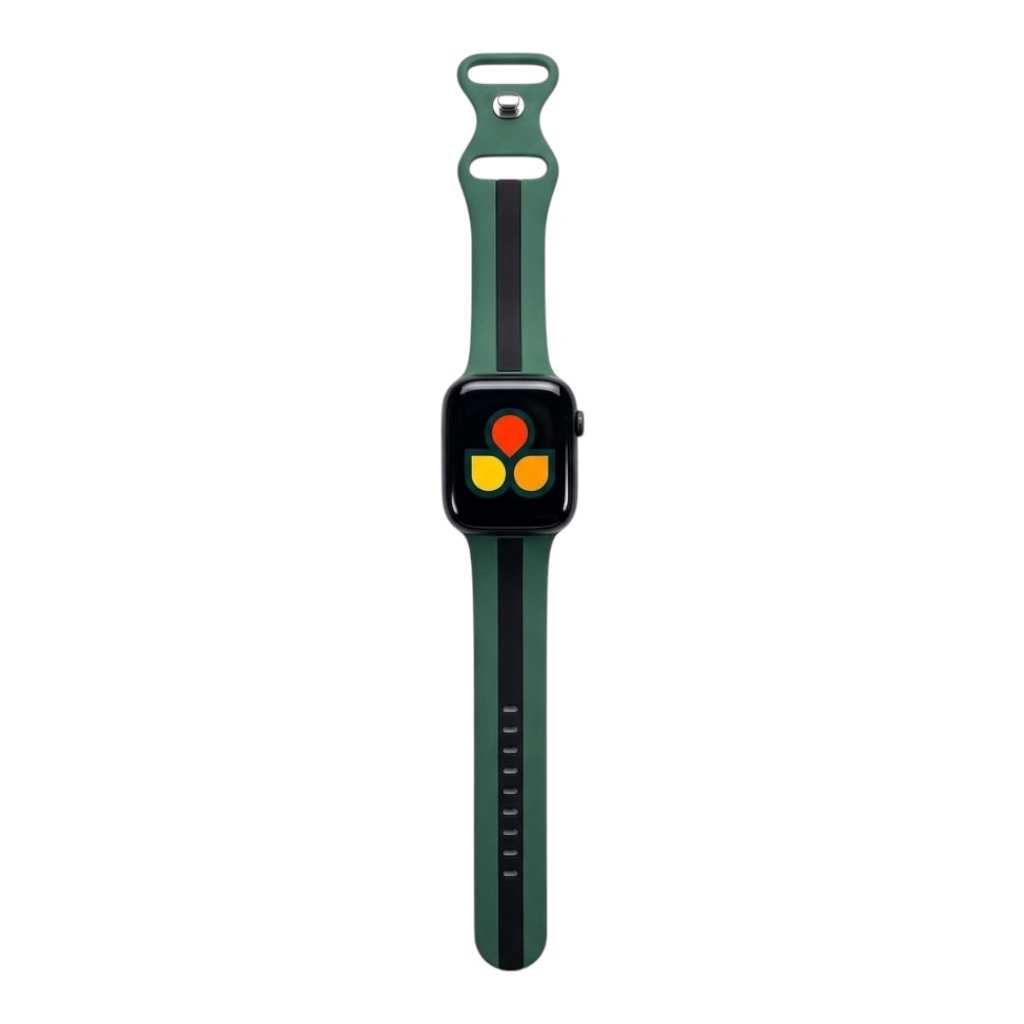 Anhem Pepi two-tone green and black silicone sport band for Apple Watch with a comfortable, flexible design.