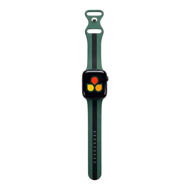 Anhem Pepi two-tone green and black silicone sport band for Apple Watch with a comfortable, flexible design.