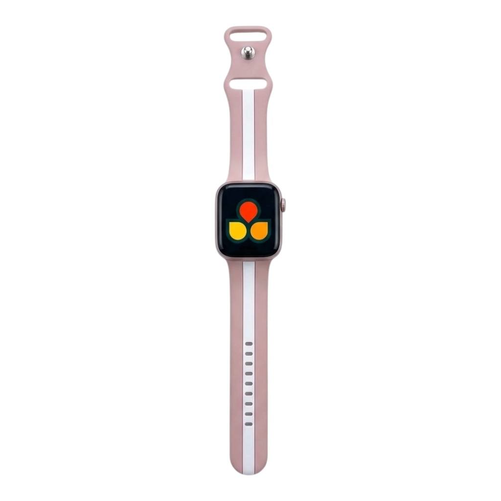 Anhem Pepi two-tone pink and white silicone sport band for Apple Watch with a comfortable, flexible design.
