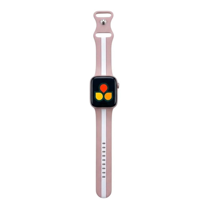 Anhem Pepi two-tone pink and white silicone sport band for Apple Watch with a comfortable, flexible design.