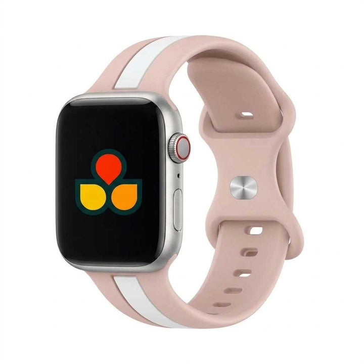 Anhem Pepi two-tone blush pink and white silicone sport band for Apple Watch with a comfortable flexible design