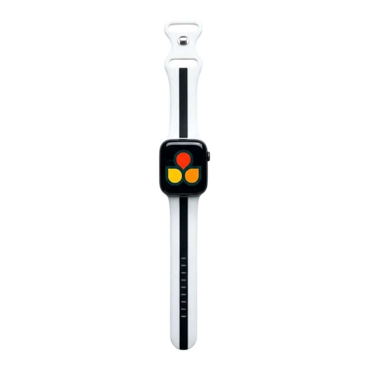 Anhem Pepi two-tone white and black silicone sport band for Apple Watch with a comfortable, water-resistant design.