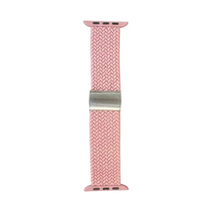 Anhem pink braided nylon Apple Watch band with a stretchable loop design for a comfortable, secure fit.