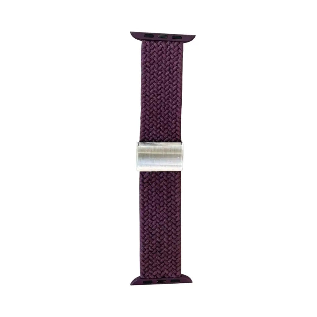 Anhem purple braided nylon stretch loop band for Apple Watch with adjustable metal buckle for a secure fit