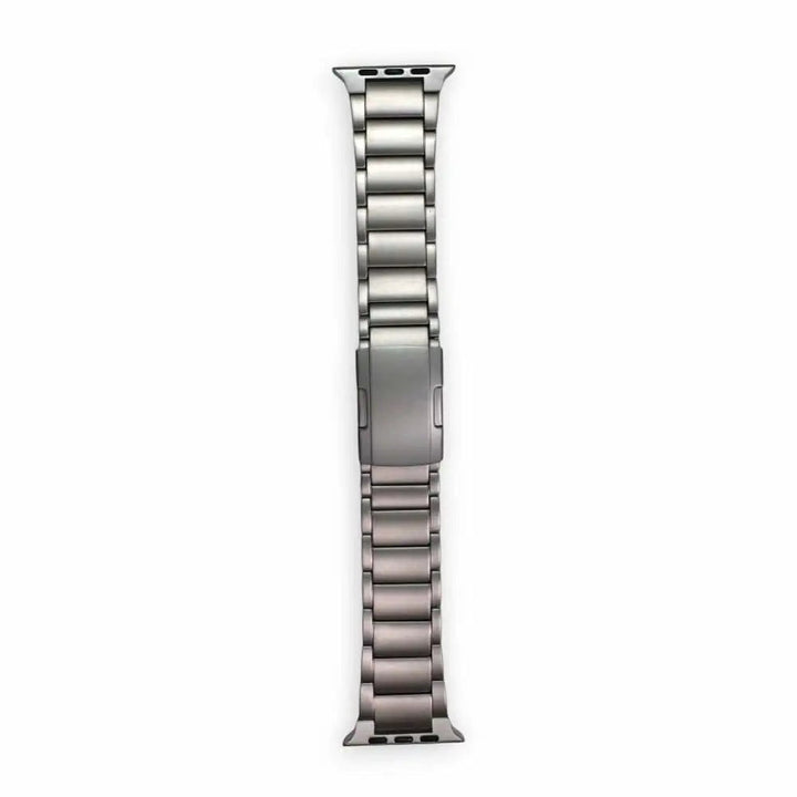 Anhem Ultra Titanium Strap for Apple Watch, lightweight and durable aerospace-grade titanium band with metal clasp.