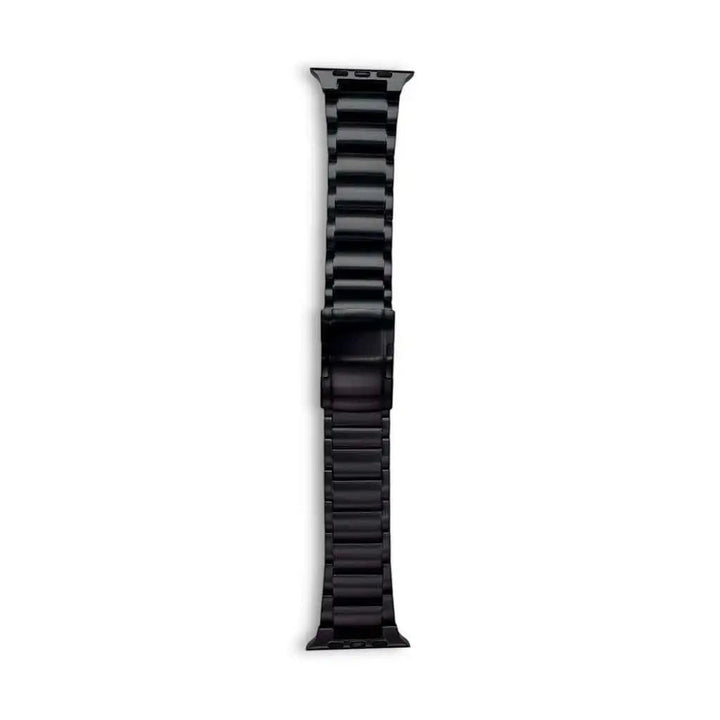 Anhem Ultra Titanium Strap for Apple Watch, black, lightweight aerospace-grade titanium band with metal clasp.