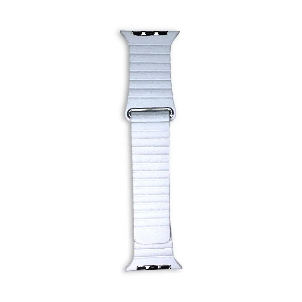 Anhem white vegan leather loop band for Apple Watch with a textured finish and secure magnetic closure