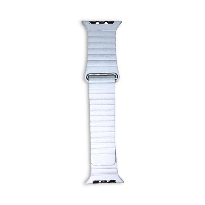 Anhem white vegan leather loop band for Apple Watch with a textured finish and secure magnetic closure