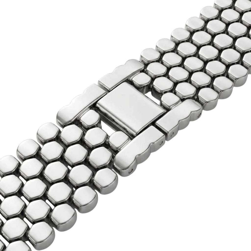 anhem up close view of metal apple watch band in silver