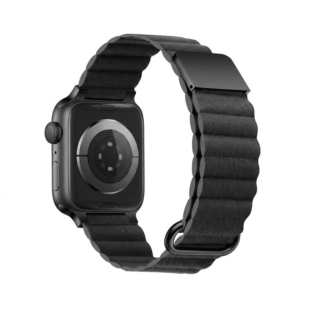 anhem mag leather apple watch band in black
