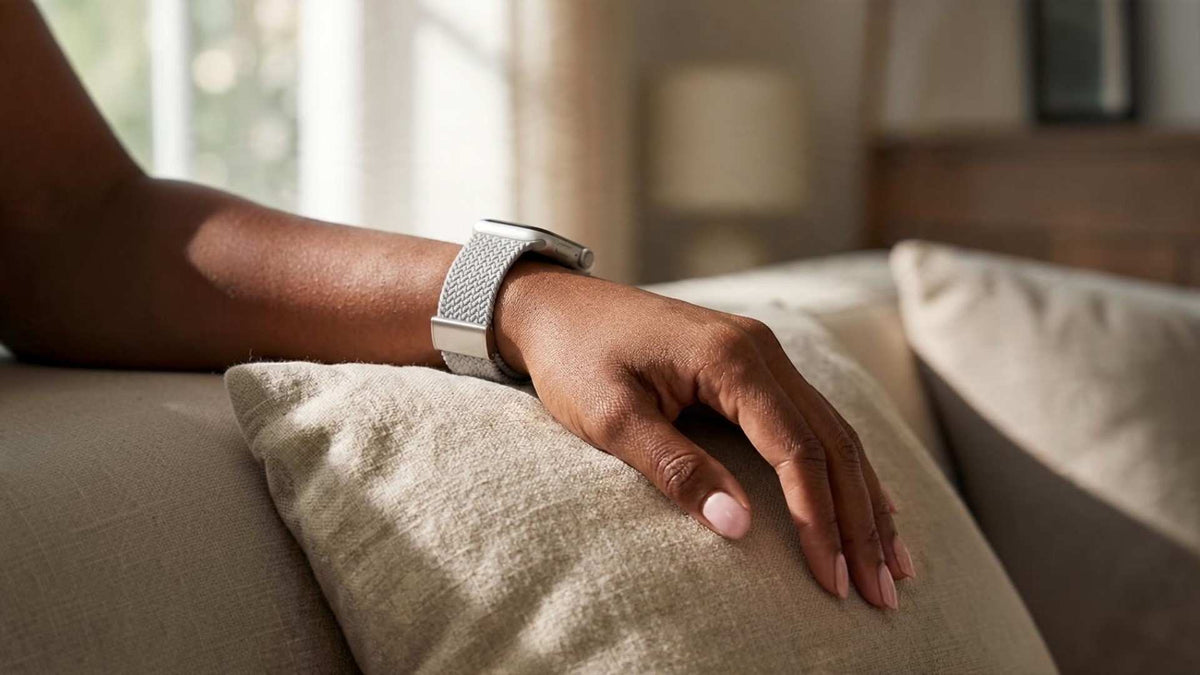 woman wearing anhem apple watch nylon sport band