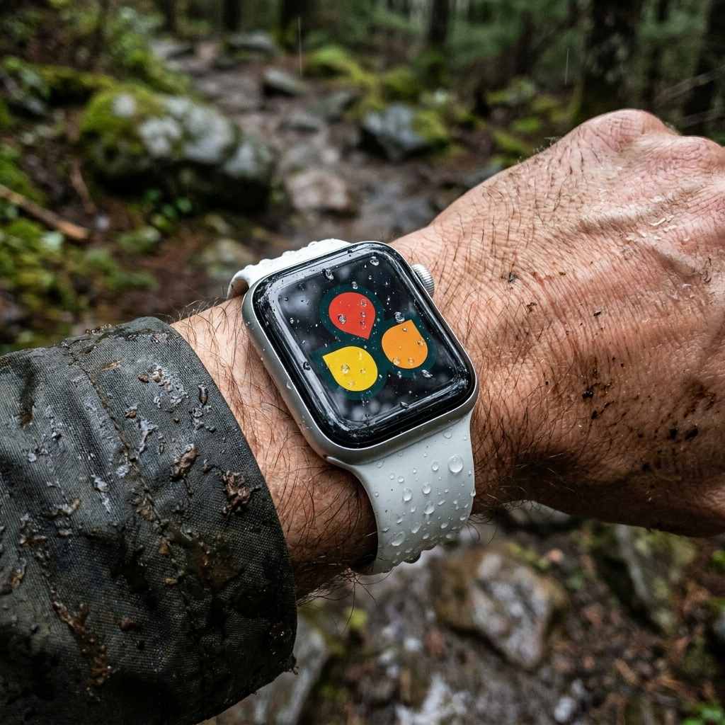 anhem silicone apple watch band in whiteon man in the woods