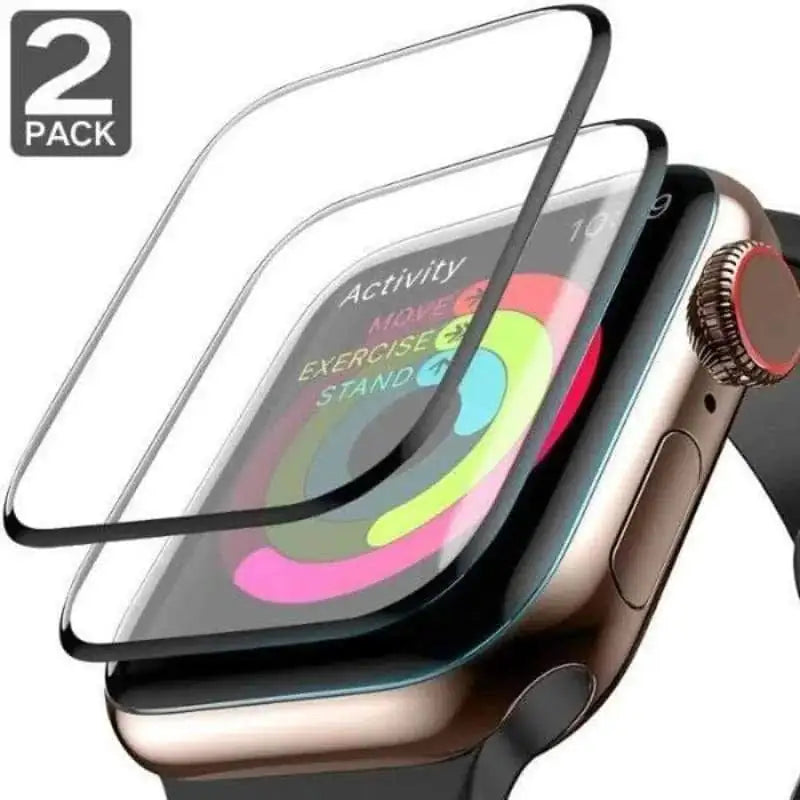 Anhem Shatterproof Screen Protector Cover for Apple Watch, featuring two protectors in a pack, designed for durability and clear visibility, ensuring your Apple Watch screen stays safe.  Screen Protector Cover  anhem.myshopify.com  Black/Clear / 41mm [2 PACK]