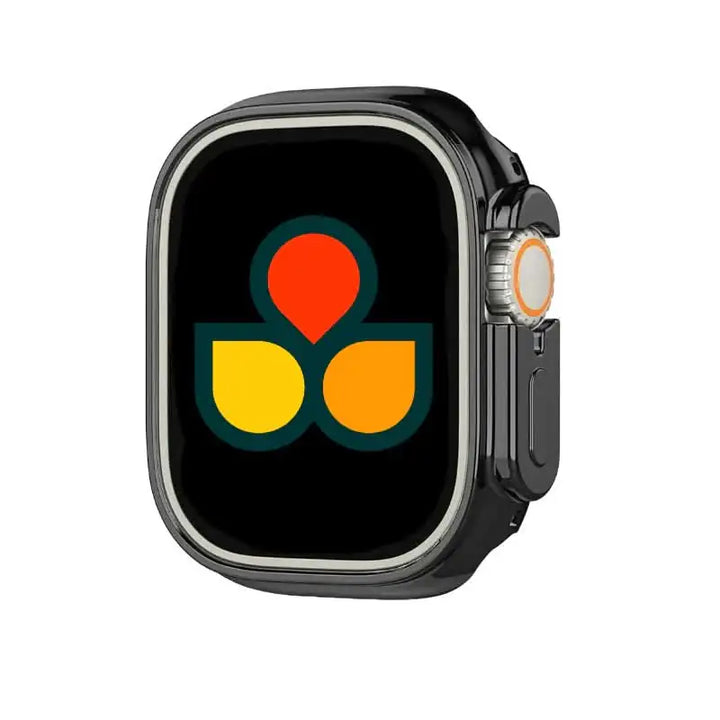 Anhem Protective TPU Case Bumper Cover presented on a black Apple Watch, emphasizing durability and style in this Apple Watch Case.  Flex Bumper Case Cover  anhem.myshopify.com