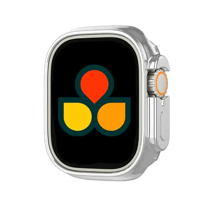 Anhem Protective TPU Case Bumper Cover on a silver Apple Watch, highlighting a modern design that makes it an optimal Apple Watch Case.  Flex Bumper Case Cover  anhem.myshopify.com