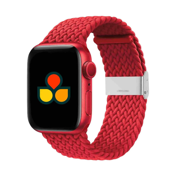 Anhem Braided Nylon Band for Apple Watch in red, adding a vibrant touch to your watch. Great for workouts and everyday use. Braided Apple Watch Band.  Braided Nylon Strap  anhem.myshopify.com  Red / 44/45/46/49MM (Large Watch)
