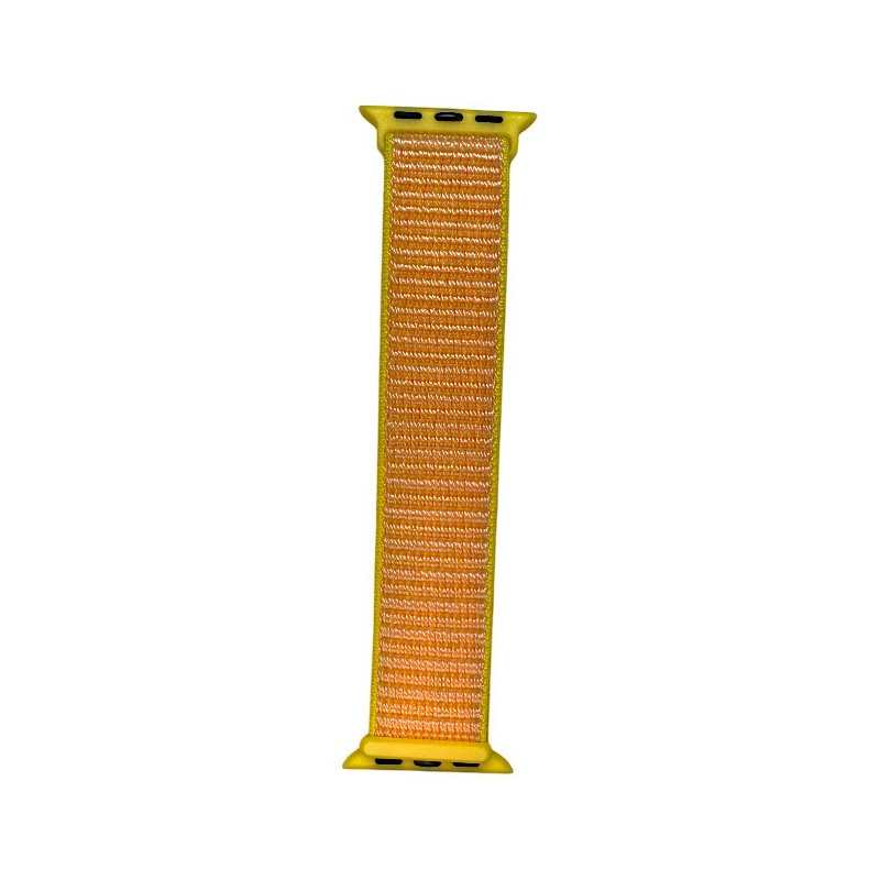 Bright orange Velcro Nylon Band for Apple Watch by Anhem, featuring a sporty Velcro Sport Loop for active lifestyles.