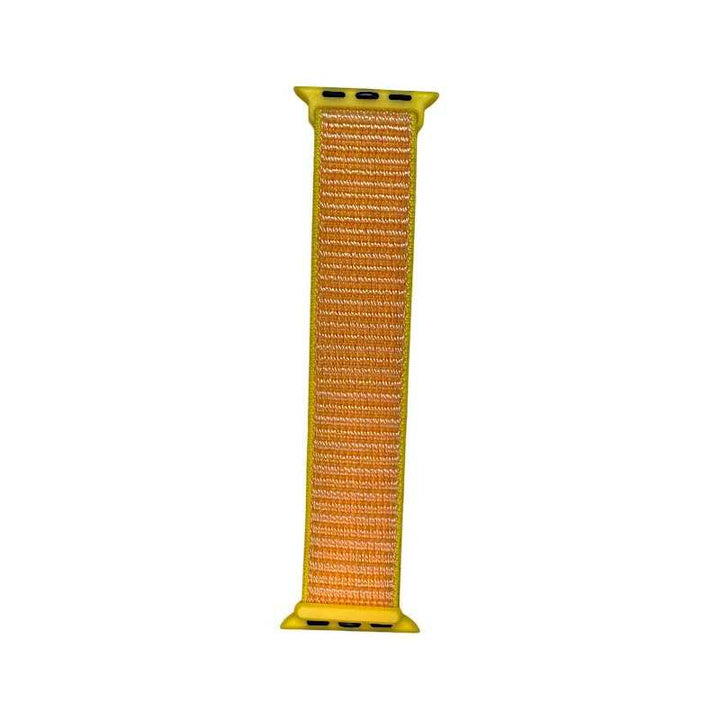 Bright orange Velcro Nylon Band for Apple Watch by Anhem, featuring a sporty Velcro Sport Loop for active lifestyles.