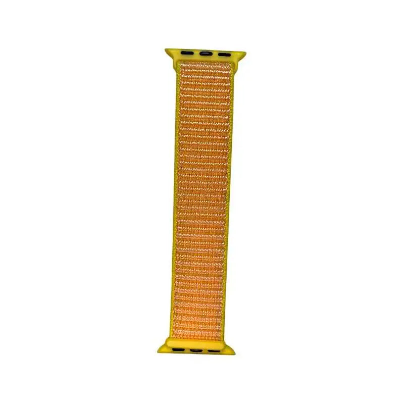 Bright orange Velcro Nylon Band for Apple Watch by Anhem, featuring a sporty Velcro Sport Loop for active lifestyles.  Velcro Hook Strap  anhem.myshopify.com  Yellow / 44/45/46/499MM (Large Watch)
