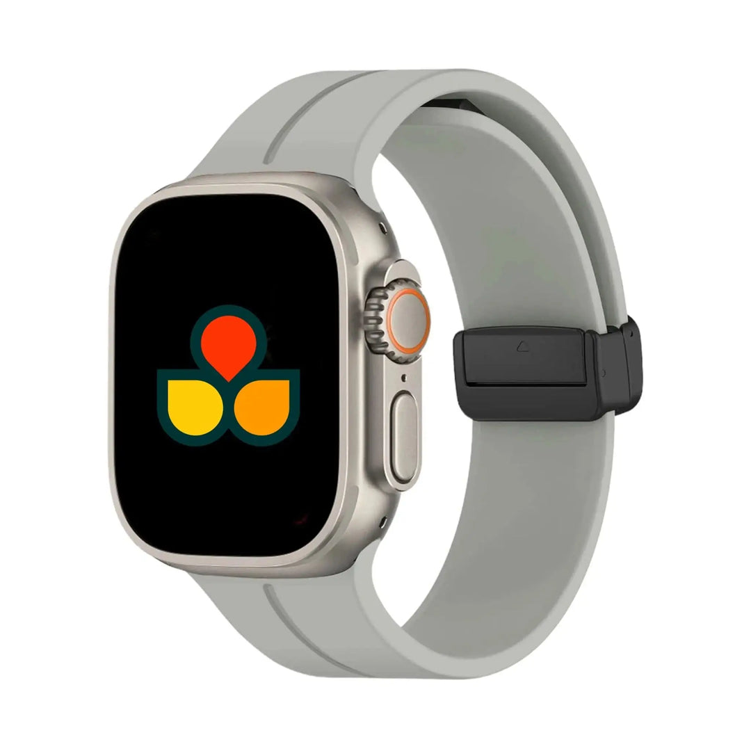 Sleek gray Anhem Magna Silicone Band, designed for comfort and style as a Magnetic Silicone Apple Watch band.  Magna Silicone Strap  anhem.myshopify.com  Gray / 44/45/46/49MM (Large Watch)