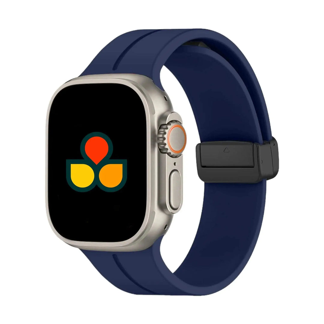 Bold navy blue Anhem Magna Silicone Band, perfect as a stylish Magnetic Silicone Apple Watch band.  Magna Silicone Strap  anhem.myshopify.com  Navy Blue / 44/45/46/49MM (Large Watch)