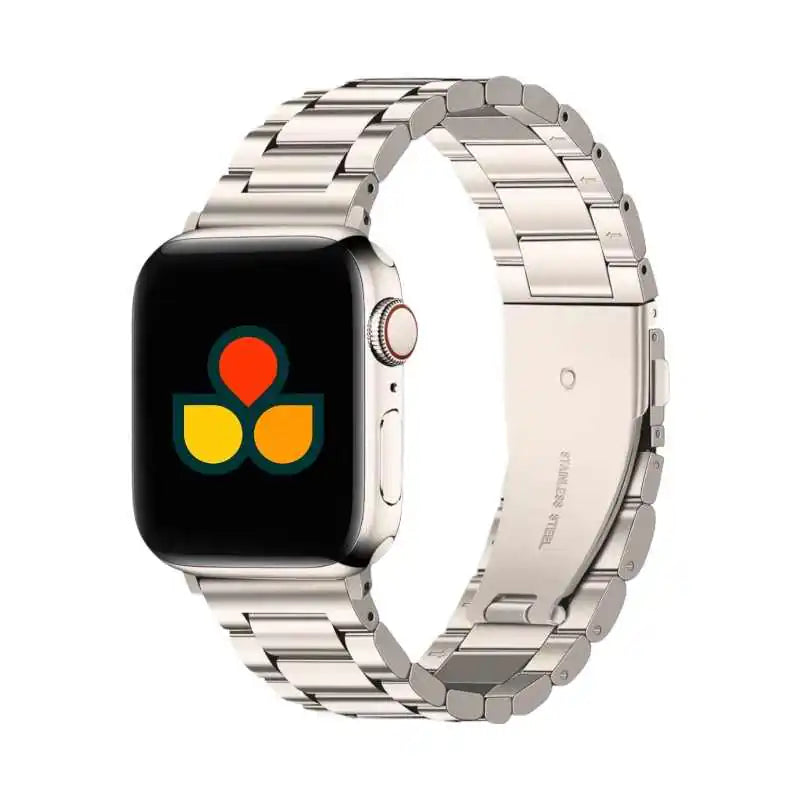 Anhem Signature Steel Band designed for Apple Watch, showcasing a sleek stainless steel finish, ideal for stylish wear.
