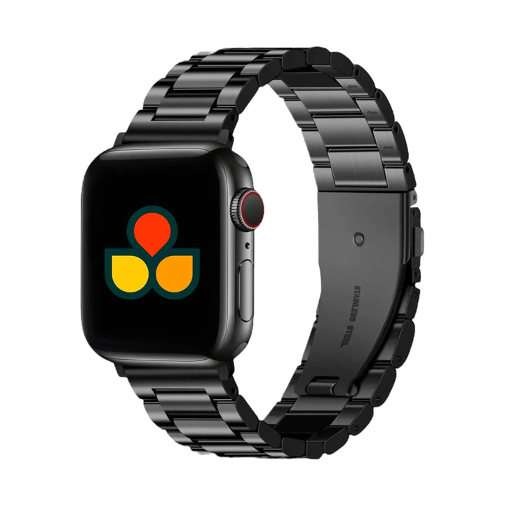 Sleek black Anhem Signature Steel Band compatible with Apple Watch, combining durability and elegance.  Signature Steel Strap  anhem.myshopify.com  Black / 44/45/46/49MM (Large Watch)