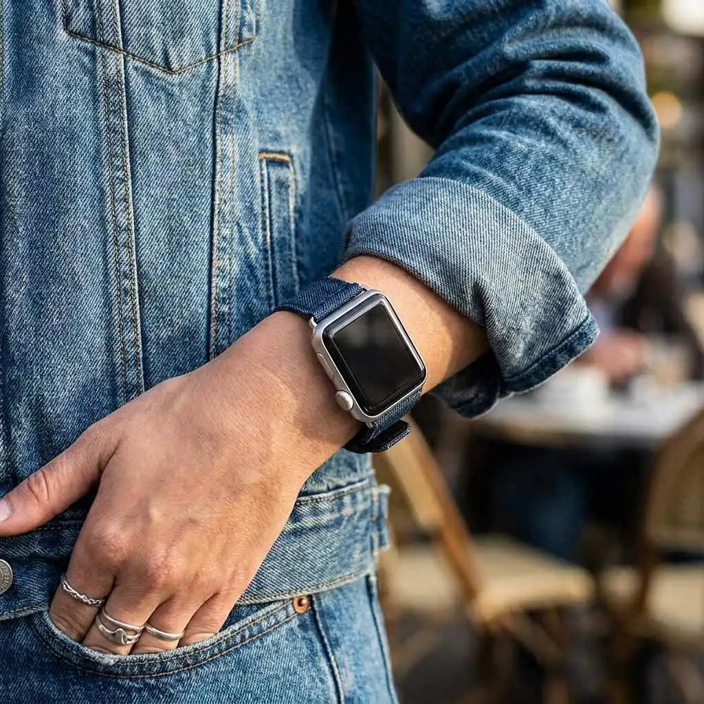 Denim Leather Strap  anhem.myshopify.com