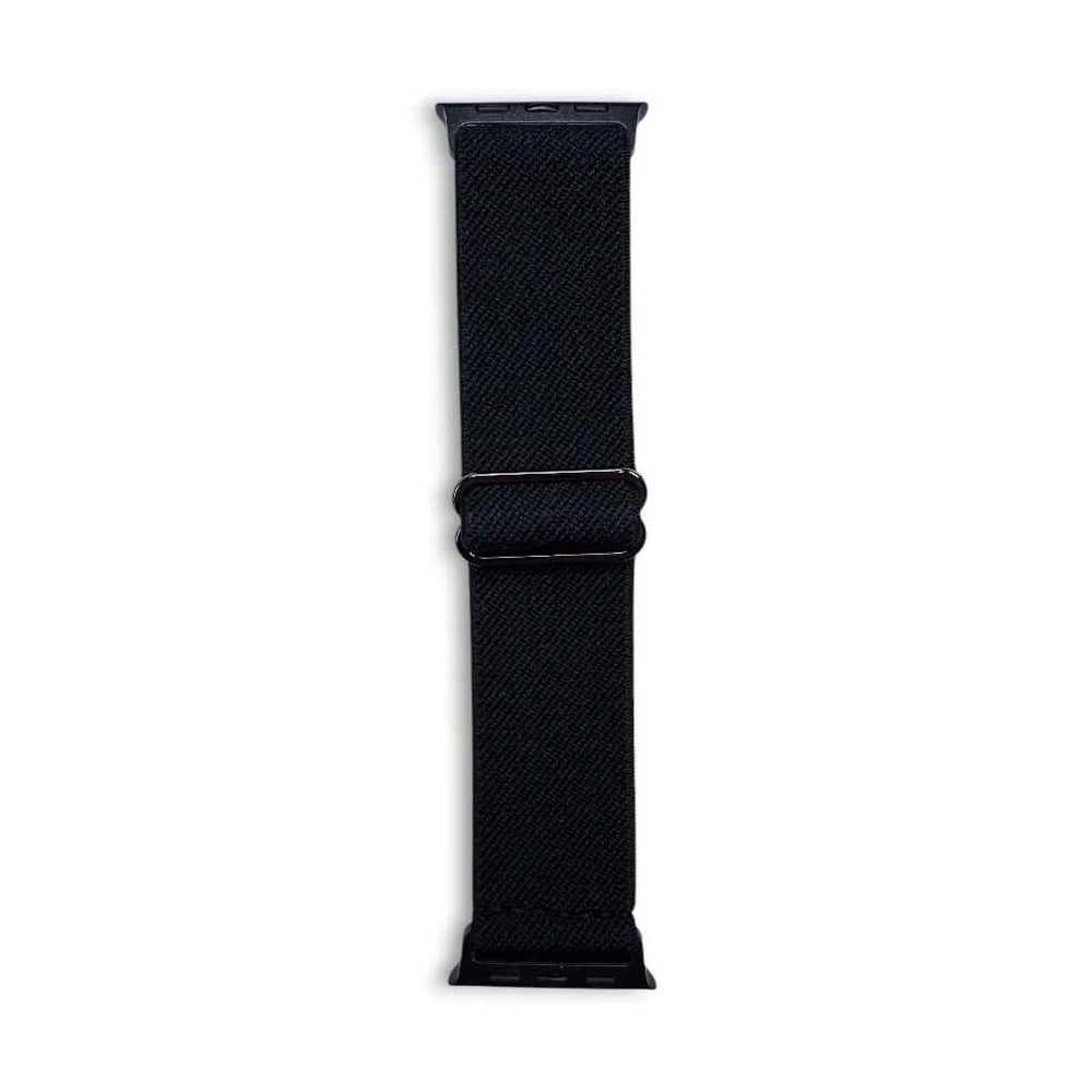 Black Flex Nylon Band by Anhem for Apple Watch, featuring a sleek design suitable for both casual and formal occasions.