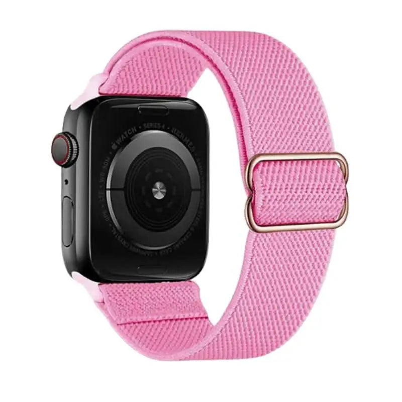 Hot Pink Flex Nylon Band by Anhem for Apple Watch, combining comfort with a sleek look.  Flex Nylon Strap  anhem.myshopify.com  Hot Pink / Rose Gold Buckle / 44/45/46/499MM (Large Watch)