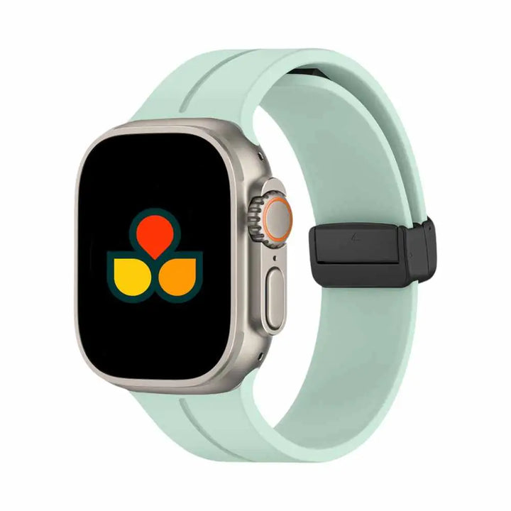 Light mint green Anhem Magna Silicone Band, refreshing and trendy as a Magnetic Silicone Apple Watch band.  Magna Silicone Strap  anhem.myshopify.com  Mint Green / 44/45/46/49MM (Large Watch)