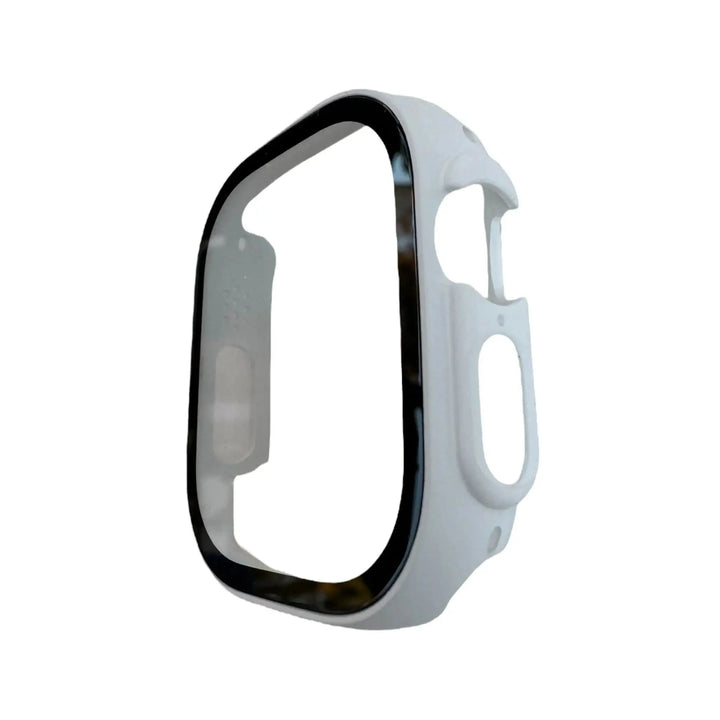 Back view of the Anhem white Matte Protective Screen Case Cover for Apple Watch Ultra, highlighting its build quality and compatibility with various Apple Watch models.  Satin Guard Case Cover  anhem.myshopify.com