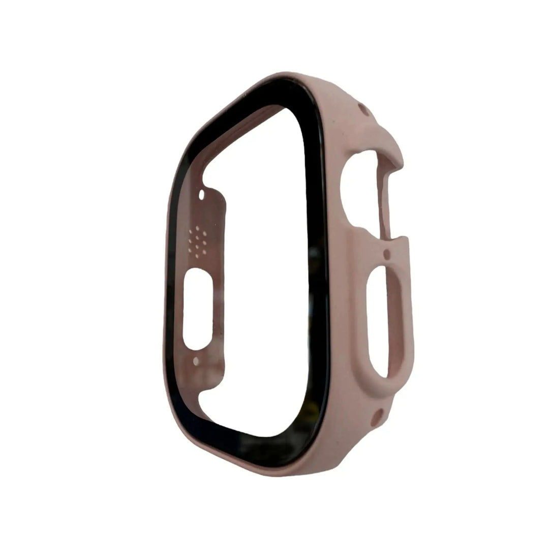 Front view of the Anhem pink Matte Protective Screen Case Cover for Apple Watch Ultra, clearly showing its protective design focused on style and functionality.  Satin Guard Case Cover  anhem.myshopify.com