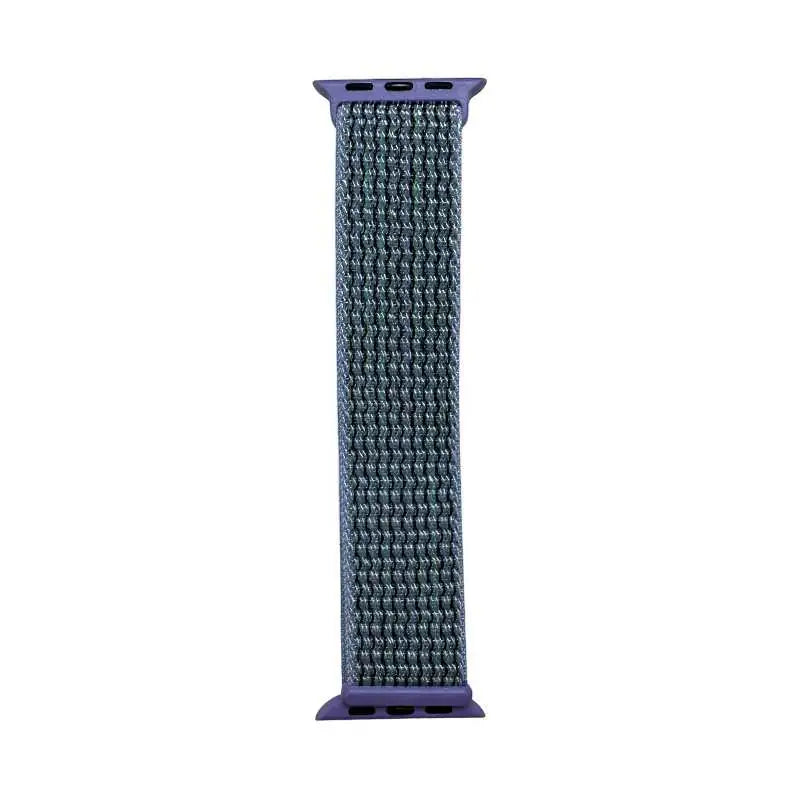 Gray Velcro Nylon Band for Apple Watch by Anhem, offering comfort and a sporty look through the Velcro Sport Loop style.  Velcro Hook Strap  anhem.myshopify.com  Mist / 44/45/46/499MM (Large Watch)