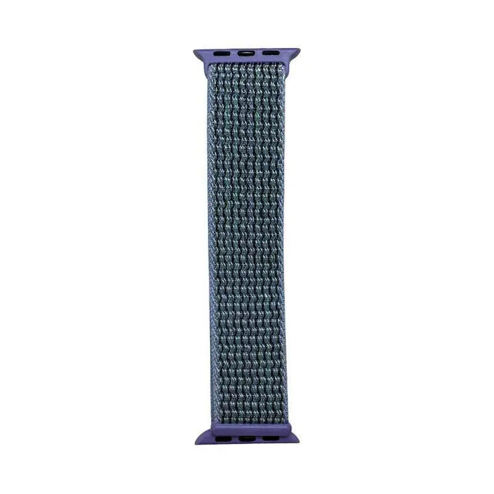 Gray Velcro Nylon Band for Apple Watch by Anhem, offering comfort and a sporty look through the Velcro Sport Loop style.  Velcro Hook Strap  anhem.myshopify.com  Mist / 44/45/46/499MM (Large Watch)