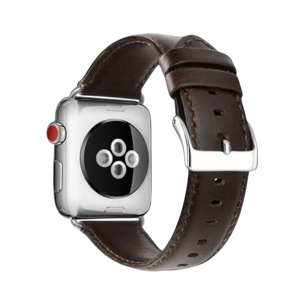 Anhem modern leather apple watch dark brown band facing backwards