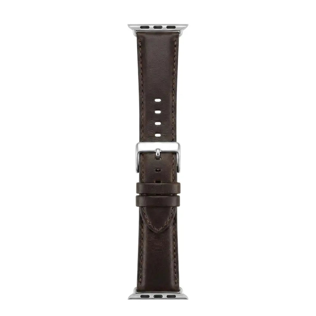 Anhem modern leather apple watch dark brown band laid flat vertically  Modern Leather Strap  anhem.myshopify.com