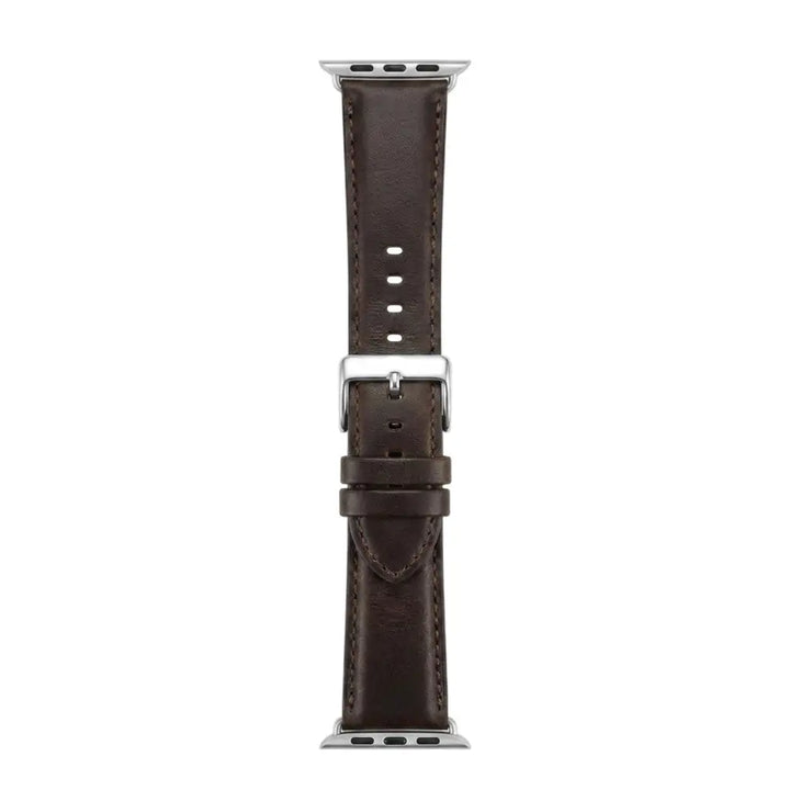 Anhem modern leather apple watch dark brown band laid flat vertically  Modern Leather Strap  anhem.myshopify.com