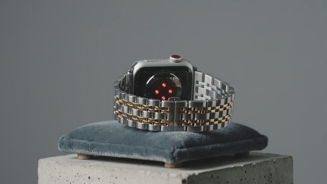 anhem allure apple watch band in silver and gold