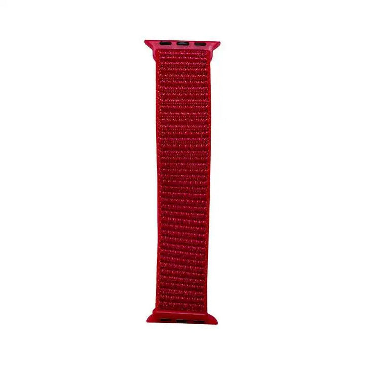 Black Velcro Nylon Band for Apple Watch from Anhem, offering sleek style and comfort as a Velcro Sport Loop.  Velcro Hook Strap  anhem.myshopify.com  Red / 44/45/46/499MM (Large Watch)