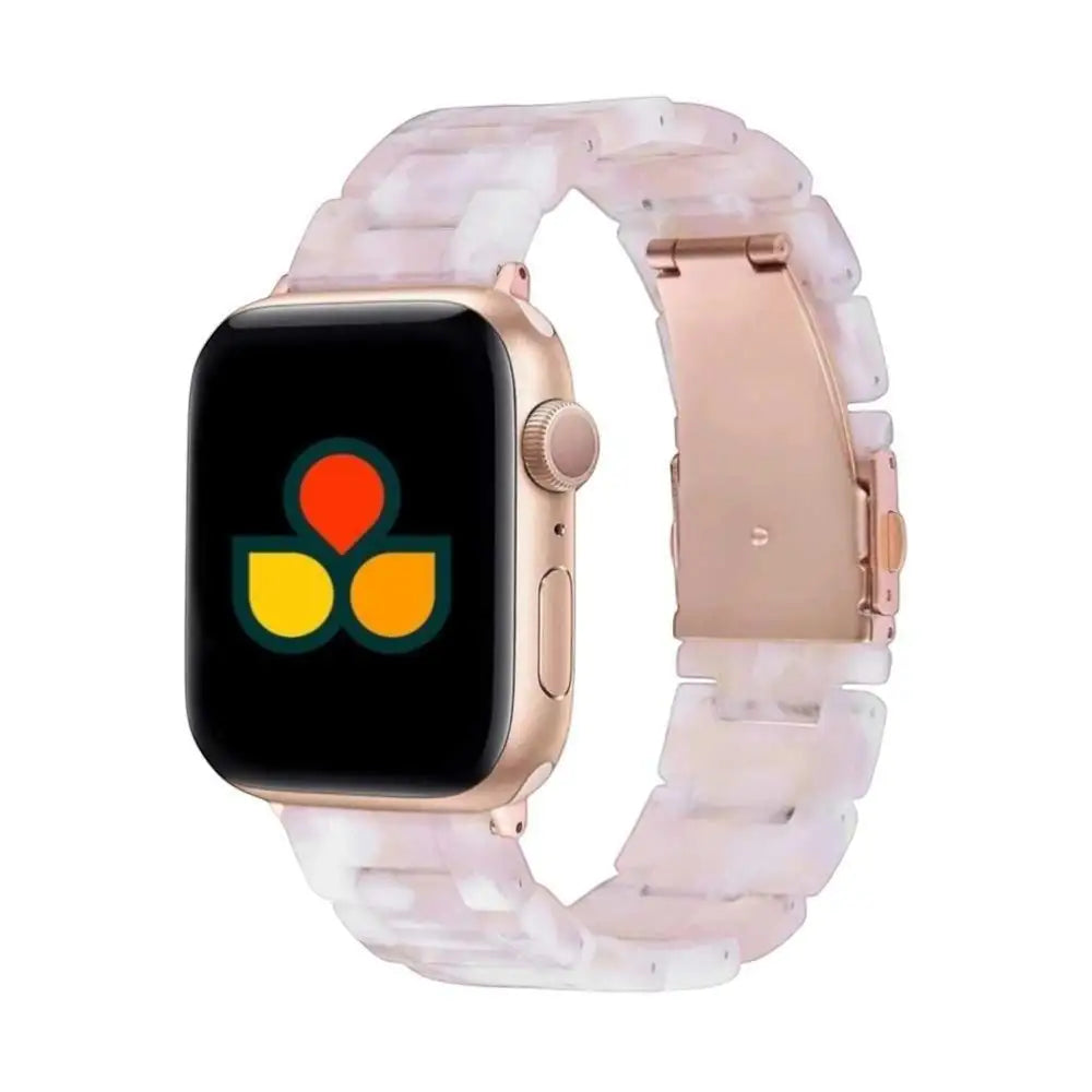 Chic Amber Resin Band by Anhem showcasing a lovely tortoise shell design for Apple Watch, designed for both style and comfort.  Amber Resin Strap  anhem.myshopify.com  Pink / 44/45/46/49MM (Large Watch)