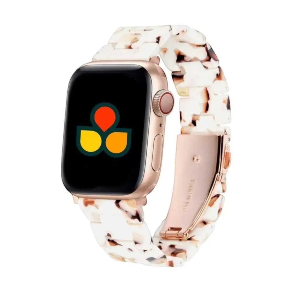 Elegant Amber Resin Band by Anhem, featuring tortoise shell aesthetics, ideal for adding a touch of sophistication to your Apple Watch.  Amber Resin Strap  anhem.myshopify.com  Vanilla Bean / 44/45/46/49MM (Large Watch)