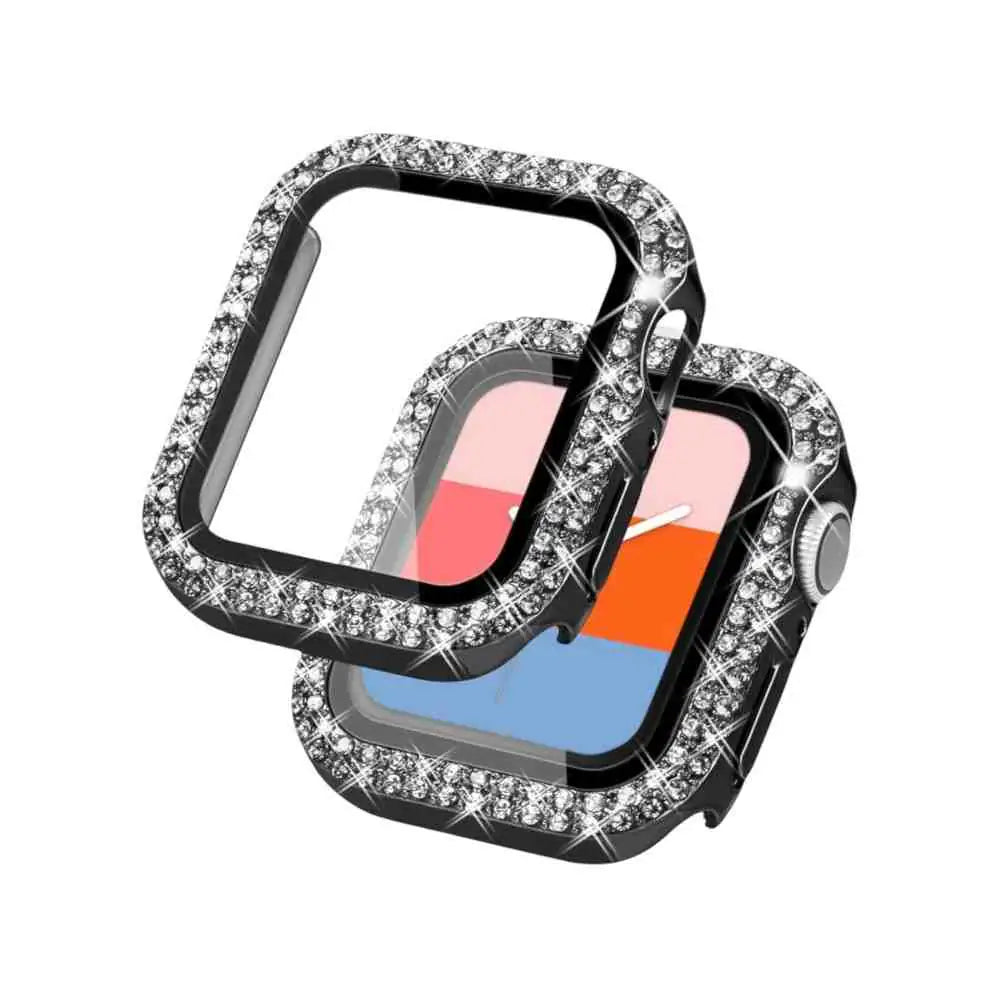 Trendy Rhinestone Tempered Glass Case Cover for Apple Watch by Anhem, offering a blend of style and protection with rhinestones and hardened glass. Stylish Rhinestone Apple Watch Case.  Rhinestone Guard Case Cover  anhem.myshopify.com