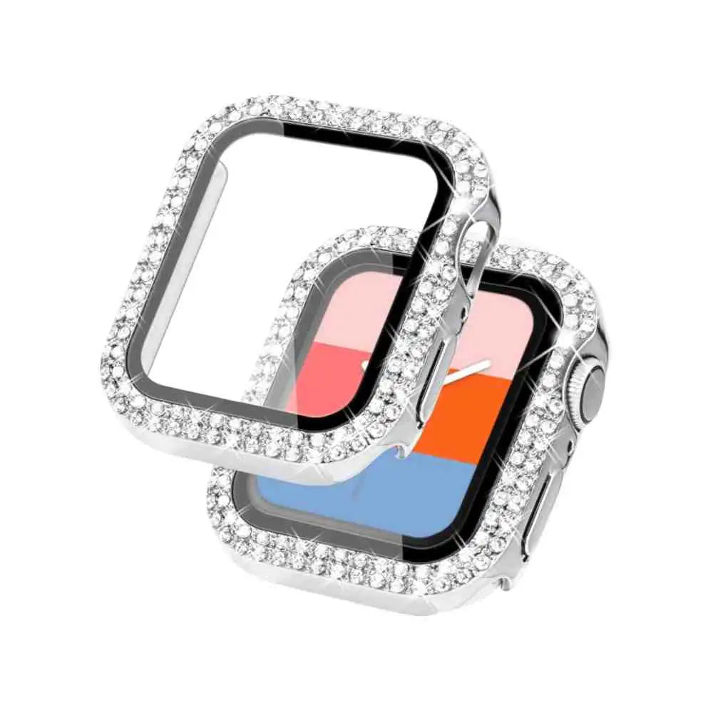 Fashionable Rhinestone Tempered Glass Case Cover for Apple Watch by Anhem, showcasing a stunning rhinestone design that enhances durability. Ideal choice for a Rhinestone Apple Watch Case.  Rhinestone Guard Case Cover  anhem.myshopify.com