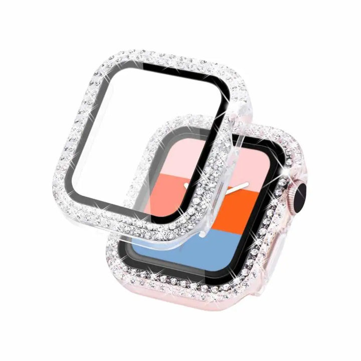 Luxurious Rhinestone Tempered Glass Case Cover for Apple Watch by Anhem, featuring exquisite rhinestones and a tough glass face for ultimate protection. Perfect Rhinestone Apple Watch Case.  Rhinestone Guard Case Cover  anhem.myshopify.com